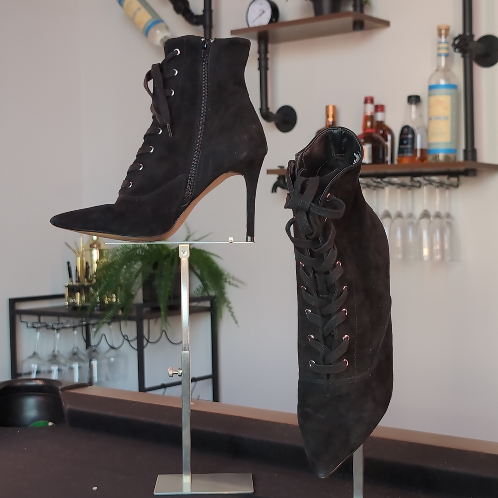 Steve Madden Black Lace-Up Heeled Boots